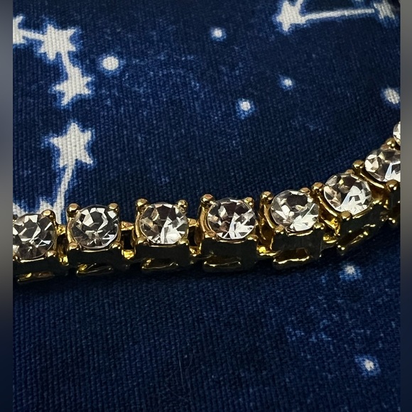 NWOT Men's Tennis Gold Plated Rhinestone Tennis Bracelet - Picture 2 of 5